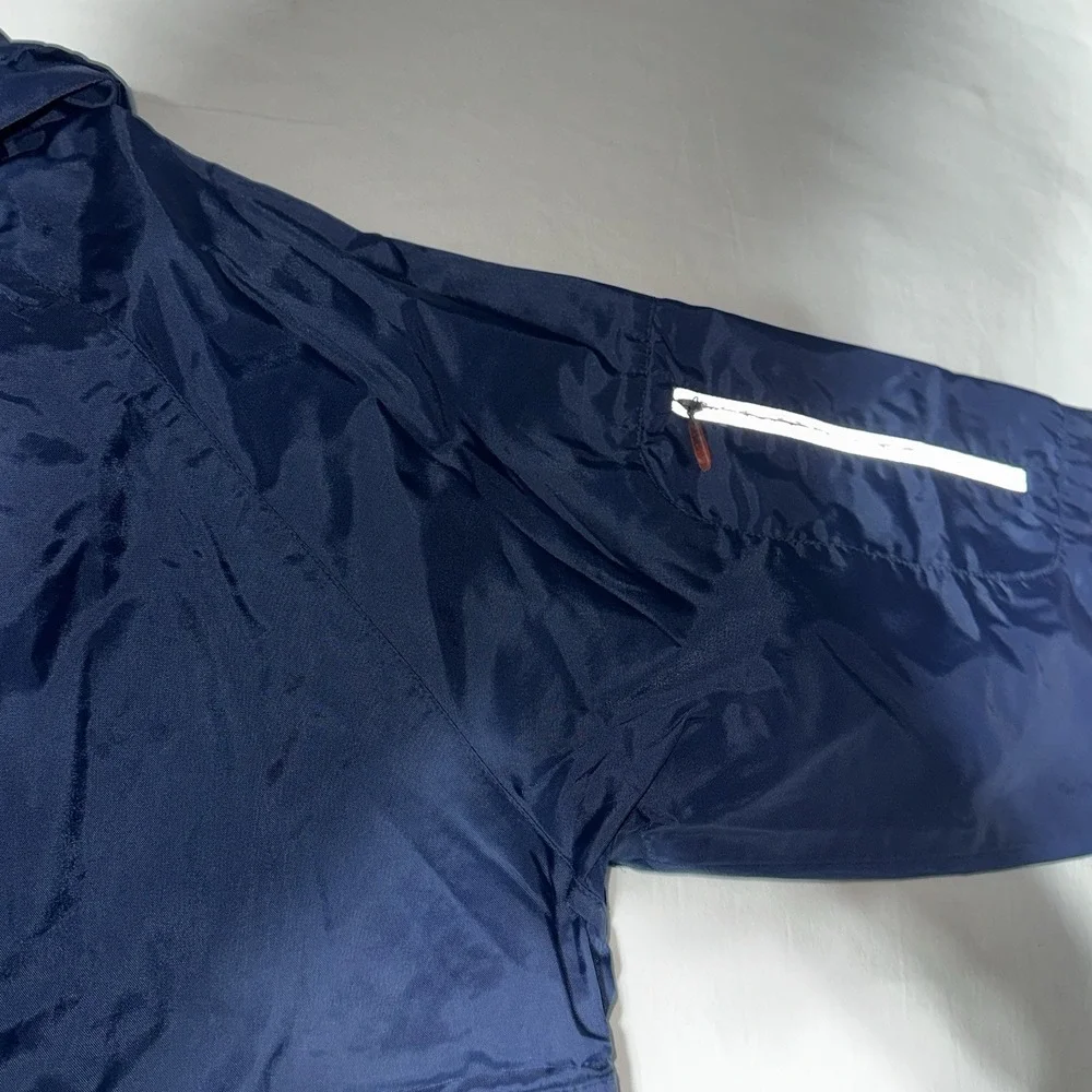 Vintage Nike Jacket Mens Large Navy Hooded Windbreaker Center Swoosh 90s 1/2 Zip